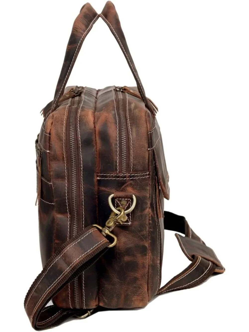 Handcrafted Full Grain Leather Briefcase for Men - Stylish Laptop Bag with